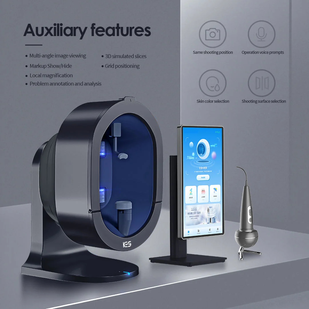 Analisador de pele 3D AI Testador facial Profissional Scanner portátil Detecção de umidade e acne Câmera HD Equipamento de salão de beleza