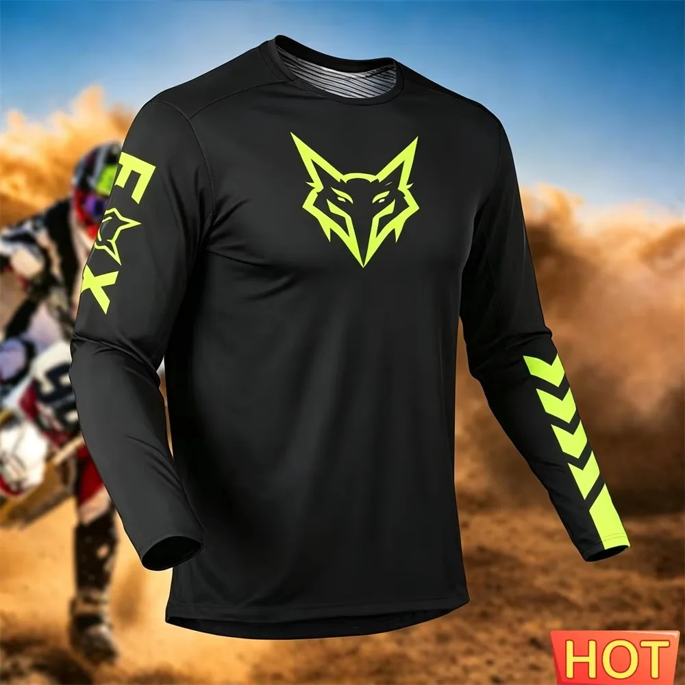 Herren-Motorradtrikot mit 3D-Druck und langen Ärmeln, schnelltrocknendes Sommer-Offroad-Shirt, MTB-Mountainbike-Motocross-Trainings- und Abenteuertrikot – Detail 12