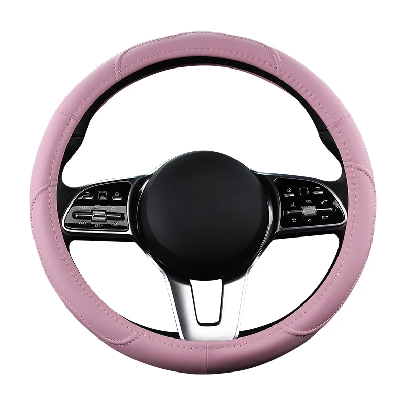 Motoptes Car Anti-Slip Leather Steering wheel Cover Universal car Steering Wheel Protective Cover Fashion Style 38cm Pink