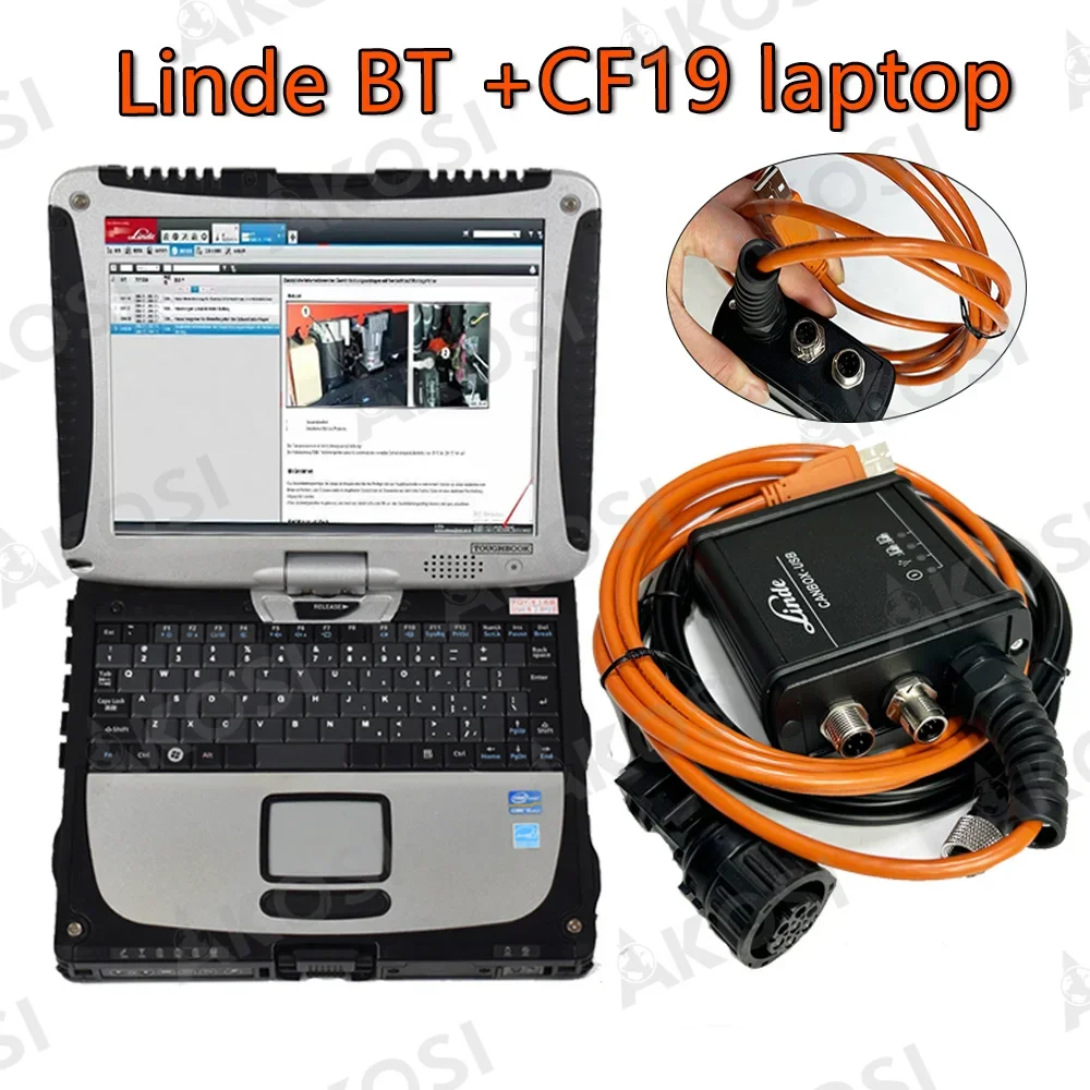 

New For Linde BT Diagnostic Kit Linde Forklift scanner Tool Canbox Forklift Pathfinder LSG Service tool with CF19 laptop