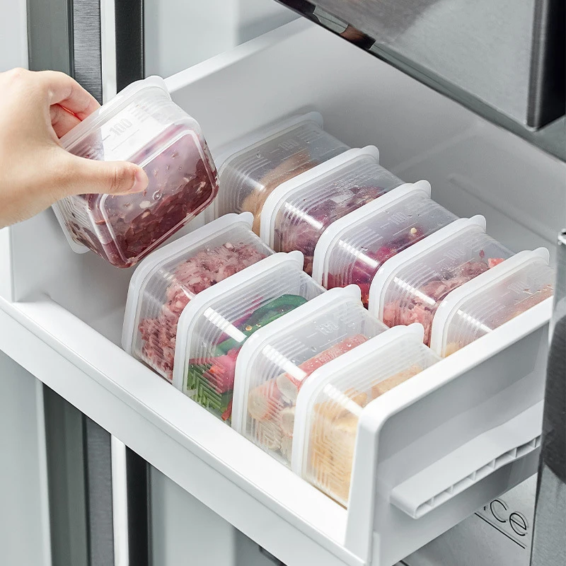 1pc Refrigerator Fresh-keeping Storage Box Food Grade Fruit Meat Freezing Sealing Box Kitchen Storage Case