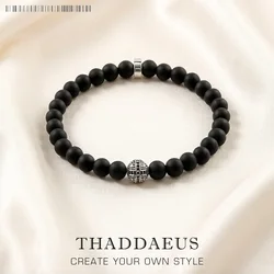 Matte Black Obsidian Karma Bracelets Cross Bead 925 Sterling Silver Europe Style Fashion Jewelry Gift