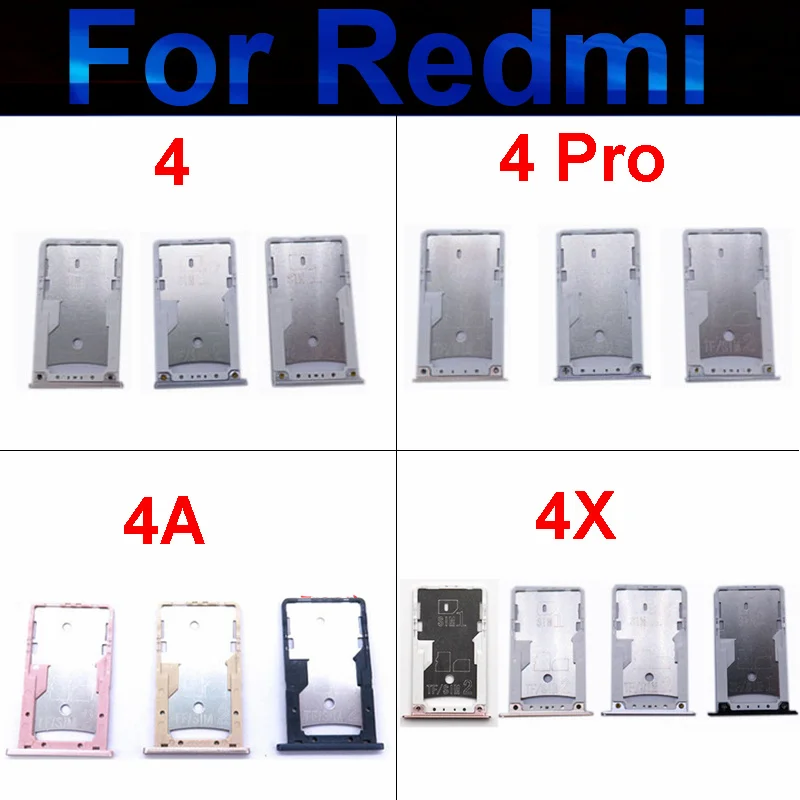 

New Sim Card Memory Card Slot Tray Holder For Xiaomi Redmi 4 4A 4X 4Pro Sim SD Card Adapter Cell Phone Replacement Repair Parts