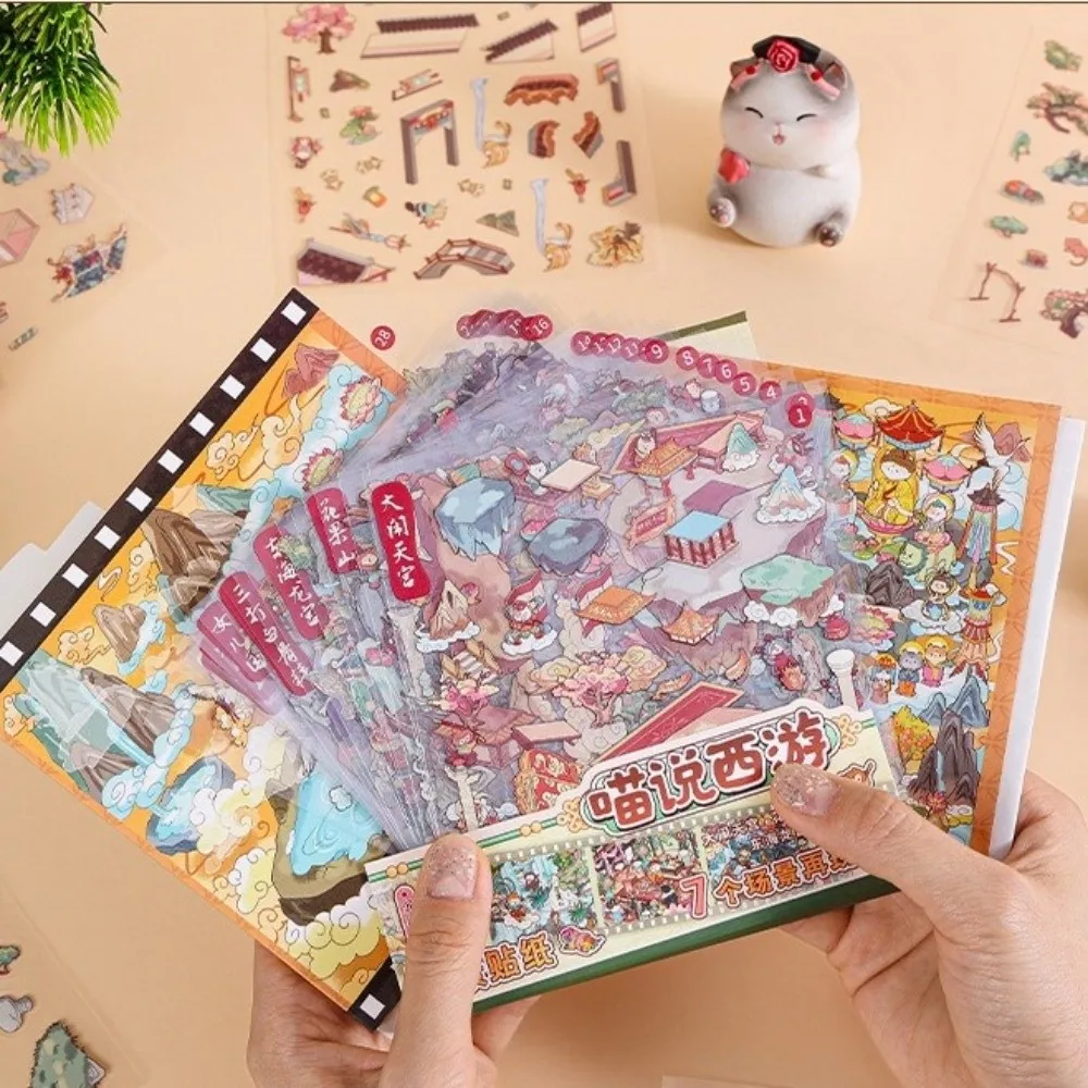 livro-de-adesivos-diy-estilo-rolagem-com-gato-de-desenho-animado-em-cena-de-cabana-3d-design-kawaii-adesivos-para-scrapbook-para-criancas