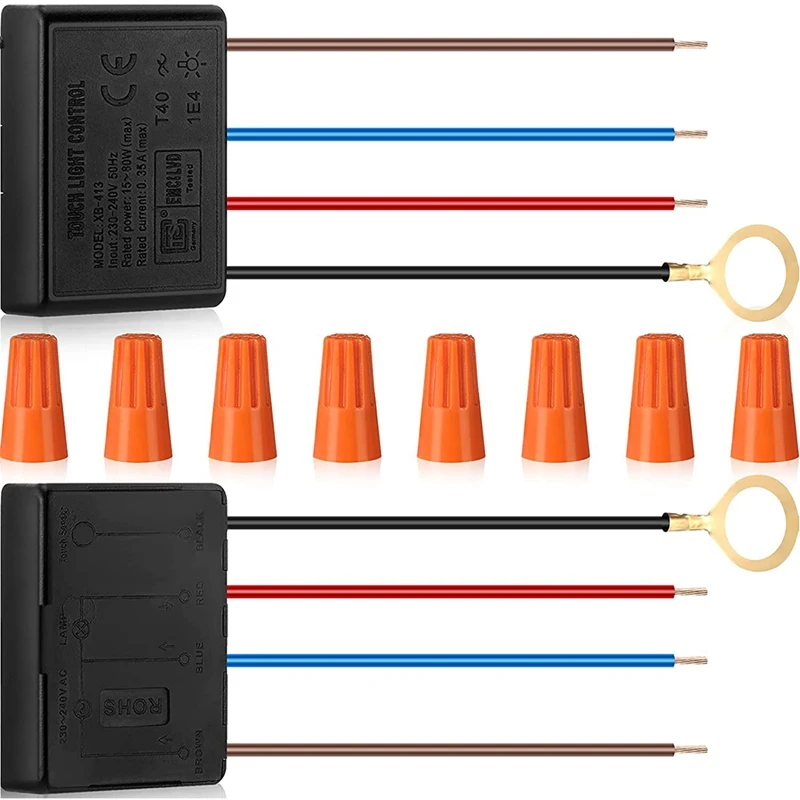 Touch Lamp Switch 2 Pack,Touch Lamp Control Module For Dimmable LED,Bulbs,Lamp Switch Replacement Kit With Wiring Caps