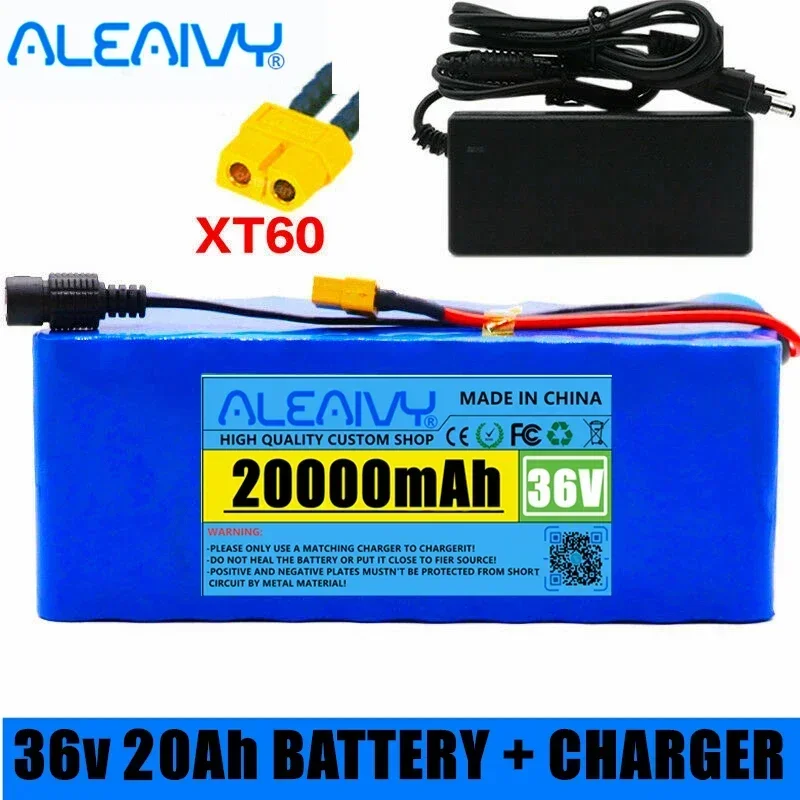 36V 20AH Electric Bicycle Battery Built-in 20A BMS Lithium Battery Pack 36 Volt 2A Charging E-bike Battery 42V Charger+XT60