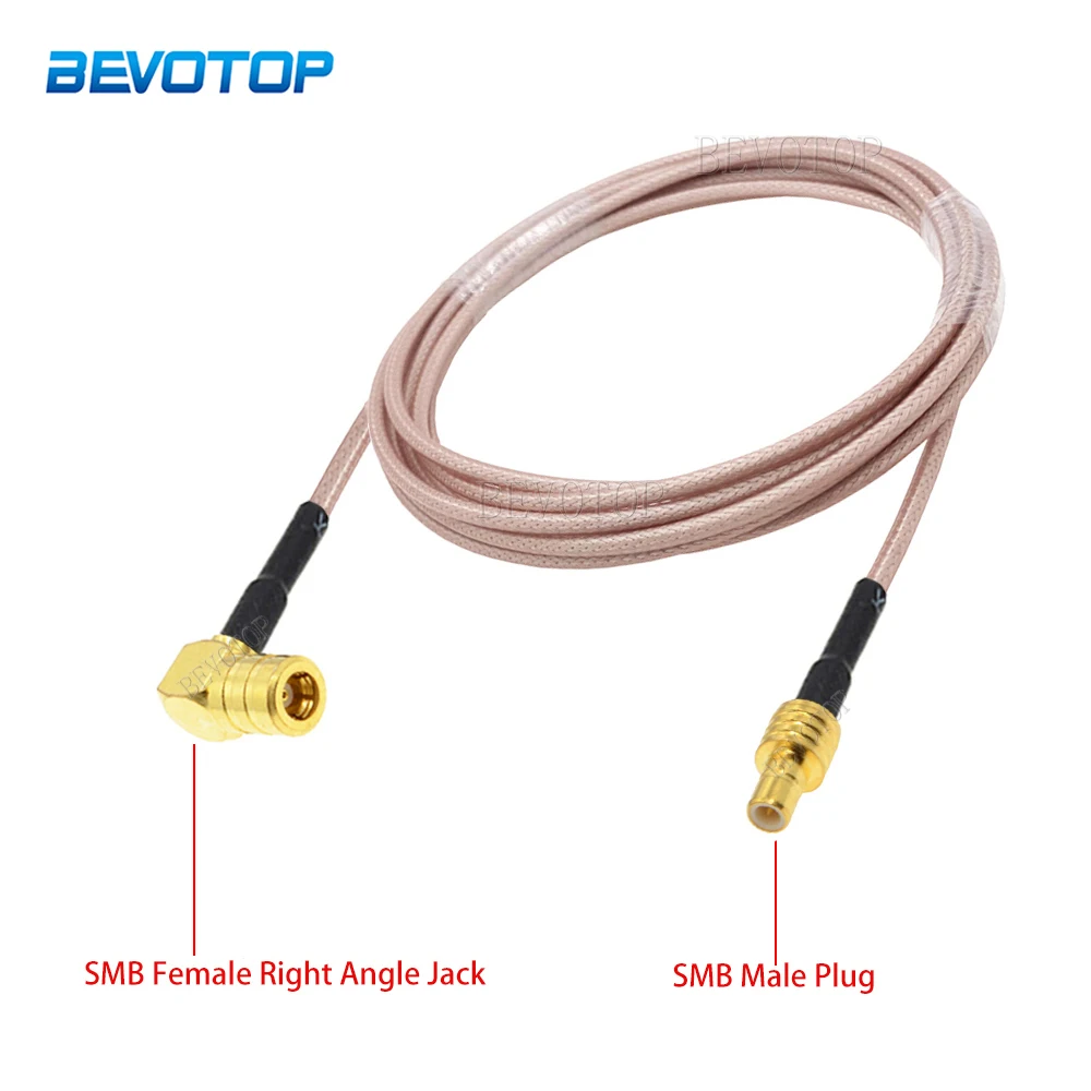 

1Pcs SMB Male Plug to SMB Female Right Angle JackRG316 Cable High-Quality Pigtail Jumper RF Connector 50 Ohm Low Loss 10cm-10m