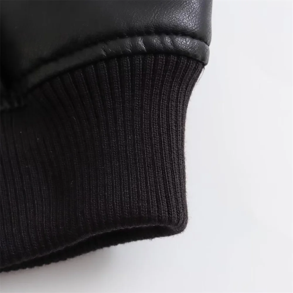 autumn new women's European and American style high-end feeling slimming faux leather pilot jacket short jacket