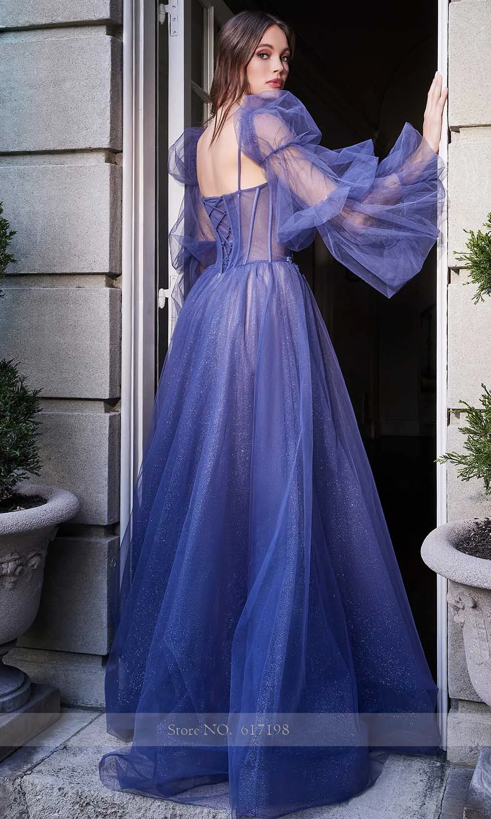 Vestido de graduación de tul con cuello corazón para mujer, apliques, vestido de noche de fiesta de corte con manga abullonada extraíble