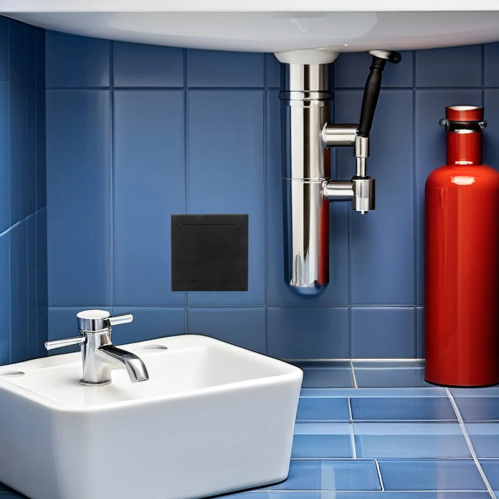 Toilet Wall Access Panel - Plumbing Cover Plate For Bathroom - Ceiling Service Cover Pipe Inspection Plate Black