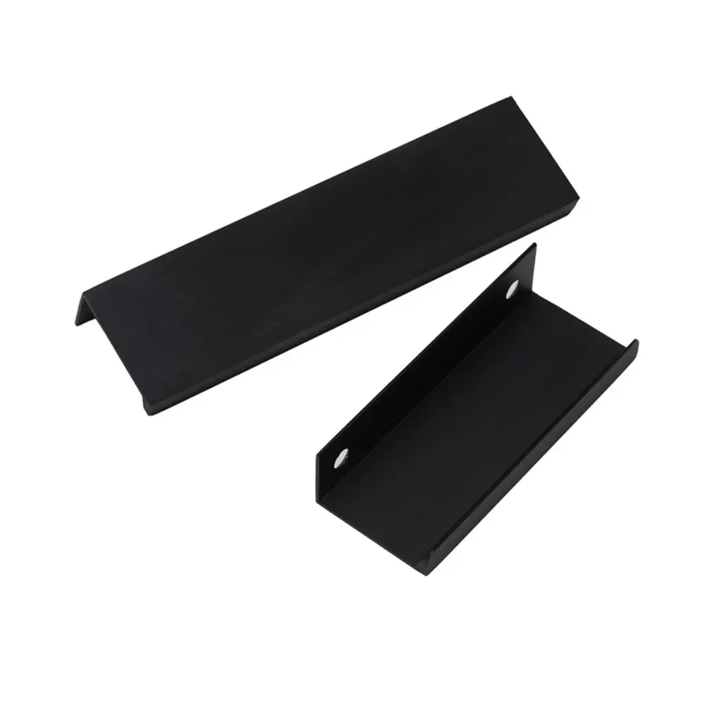 Black Hidden Furniture Handles Kitchen Cabinet Pulls Punch Free Handles for Cabinets and Drawers Arc Wardrobe Pulls