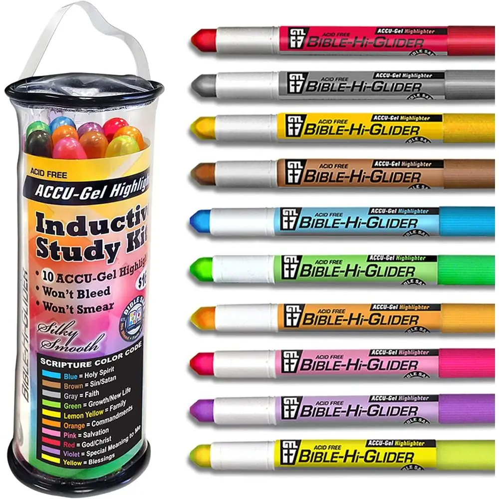 

High-Glide Inductive Bible Study Set with 10 Non-Bleed, Smear-Free Gel Highlighters