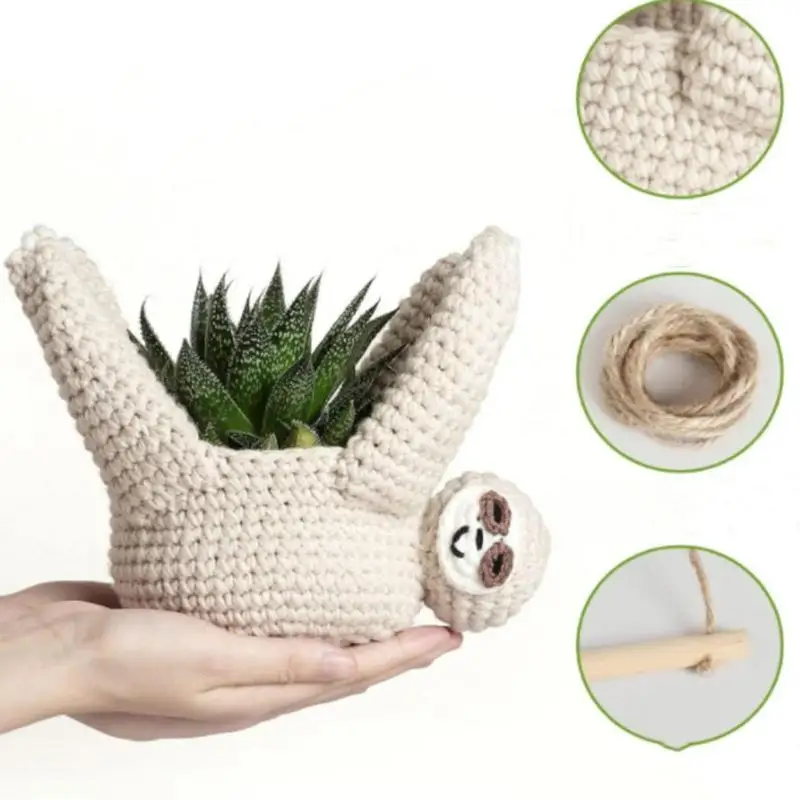 Animal Plant Holder Sloth Gifts Crochet Plant Hanger For Succulent Pot Home Decor Planter Animal Wall Planter Macrame Planter