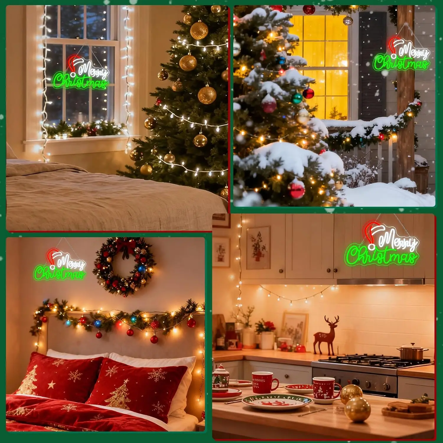 LED Neon Sign Merry Christmas USB Powered Neon Light, Home Window Bar Gaming Room Party Bedroom Wall Decor, New Year Gift