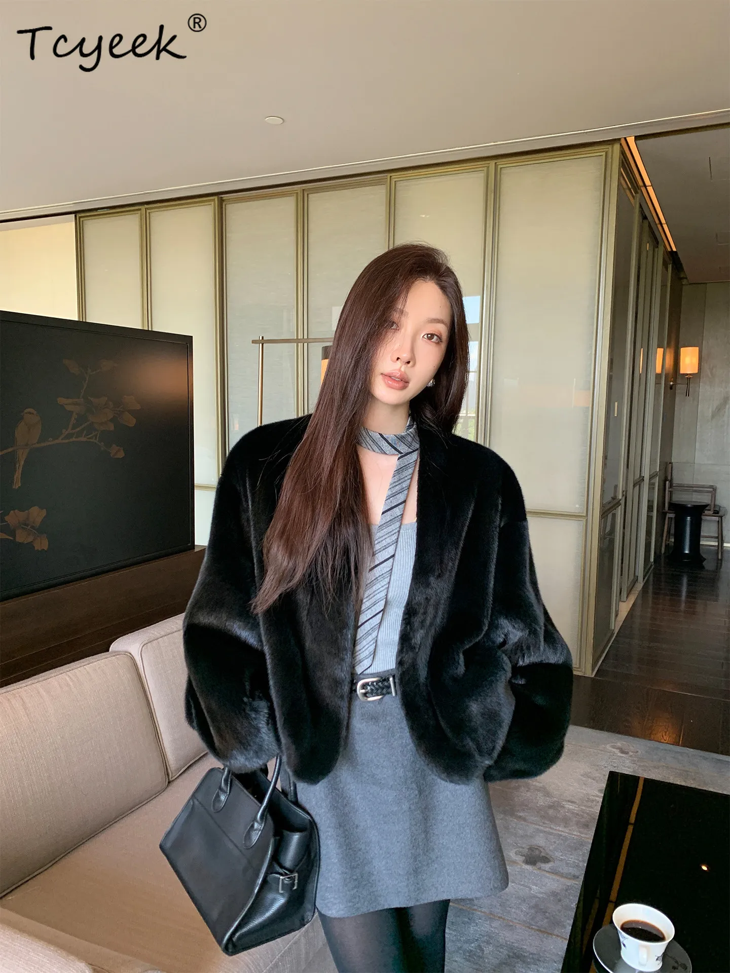 

Tcyeek Natural Whole Mink Fur Coat Woman Clothing 2026 Fashion Womens Coats Real Fur Warm Winter Jacket Loose Fit Пальто Женское