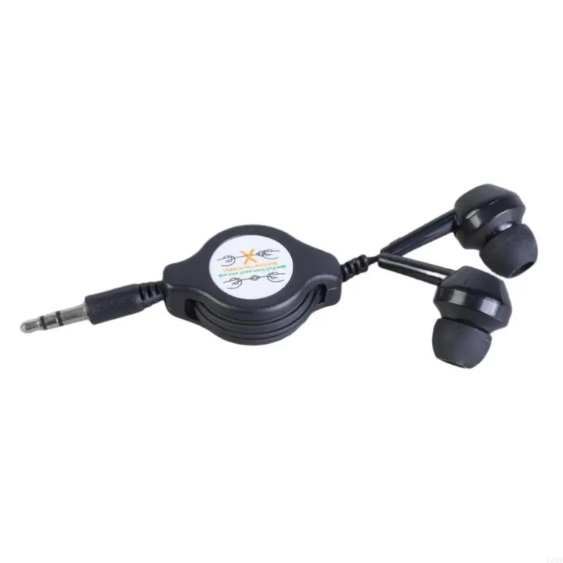 Y8AD 3.5mm Portable Retractable Cable In-Ear Earphone Extendable Wire Earphone