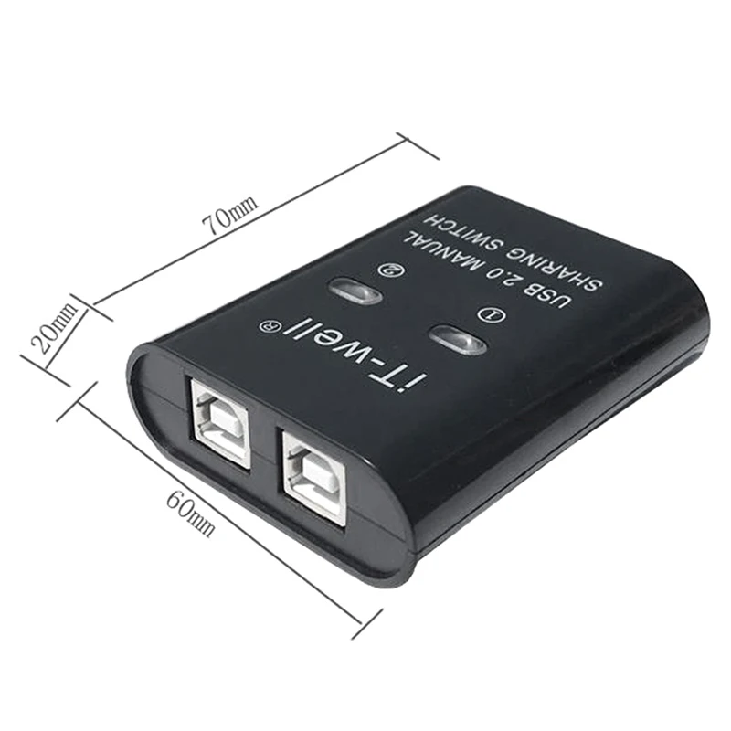 USB Printer Sharing Device 2 In 1 Out Printer Sharing Device 2-Port Manual Kvm Switching Splitter Hub Converter