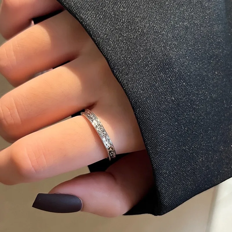 

925 Sterling Silver Fashion Light Luxury Convex Irregular Women Ring INS Style Texture AdjustableIndex Finger Ring Fine Jewelry