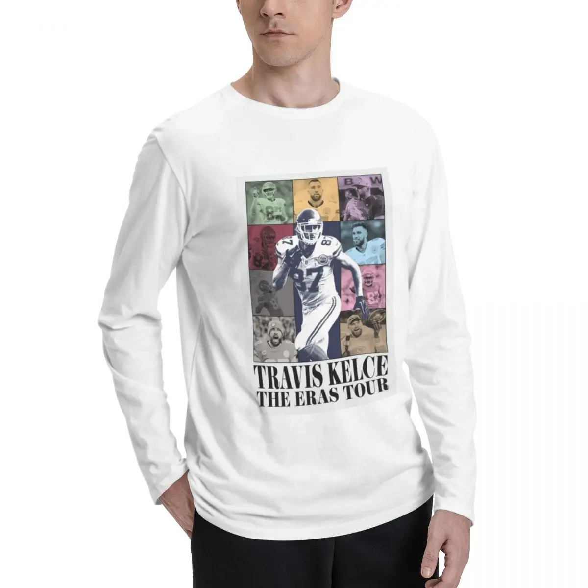 Travis Kelce_18 T-Shirt Men Fashion Casual Long Sleeves Autumn Cotton Breathable Tshirt