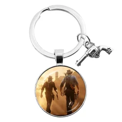 Game Red Dead Redemption Revolver Keyring Game Fans Gift Backpack Pendant Van der Linde Gang Arthur Morgan John Maston