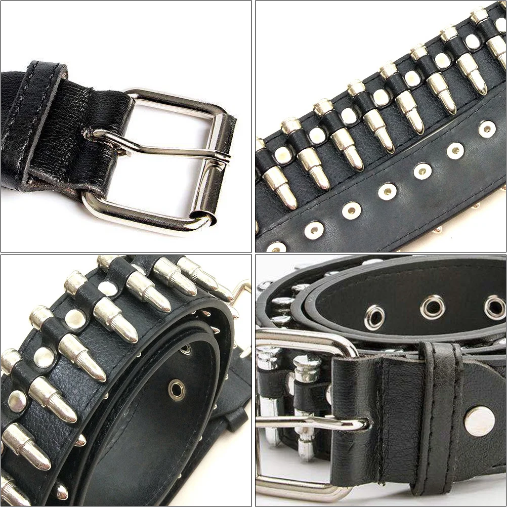 남성용 스팀펑크 펑크 스타일 조절 가능한 패션 허리띠 블랙 인조 버클 벨트 1개