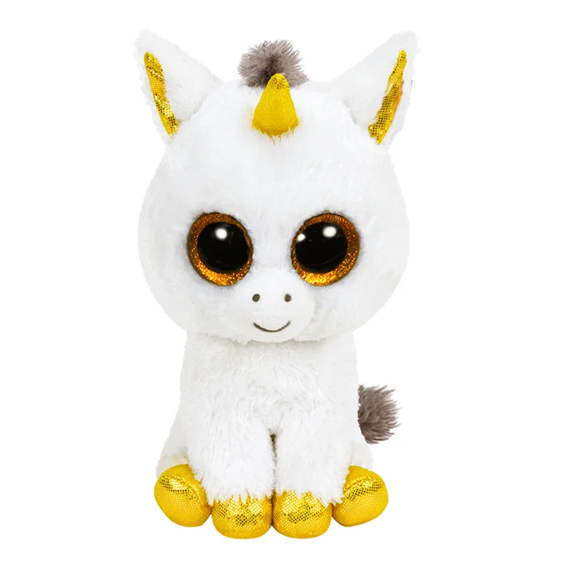 Ty Animals Stuffed Plush Dolls Big Eyes Pet Doll 15cm Soft Kawawii Dog Unicorn Dinosaurs Toys Interactive Toys for Kids