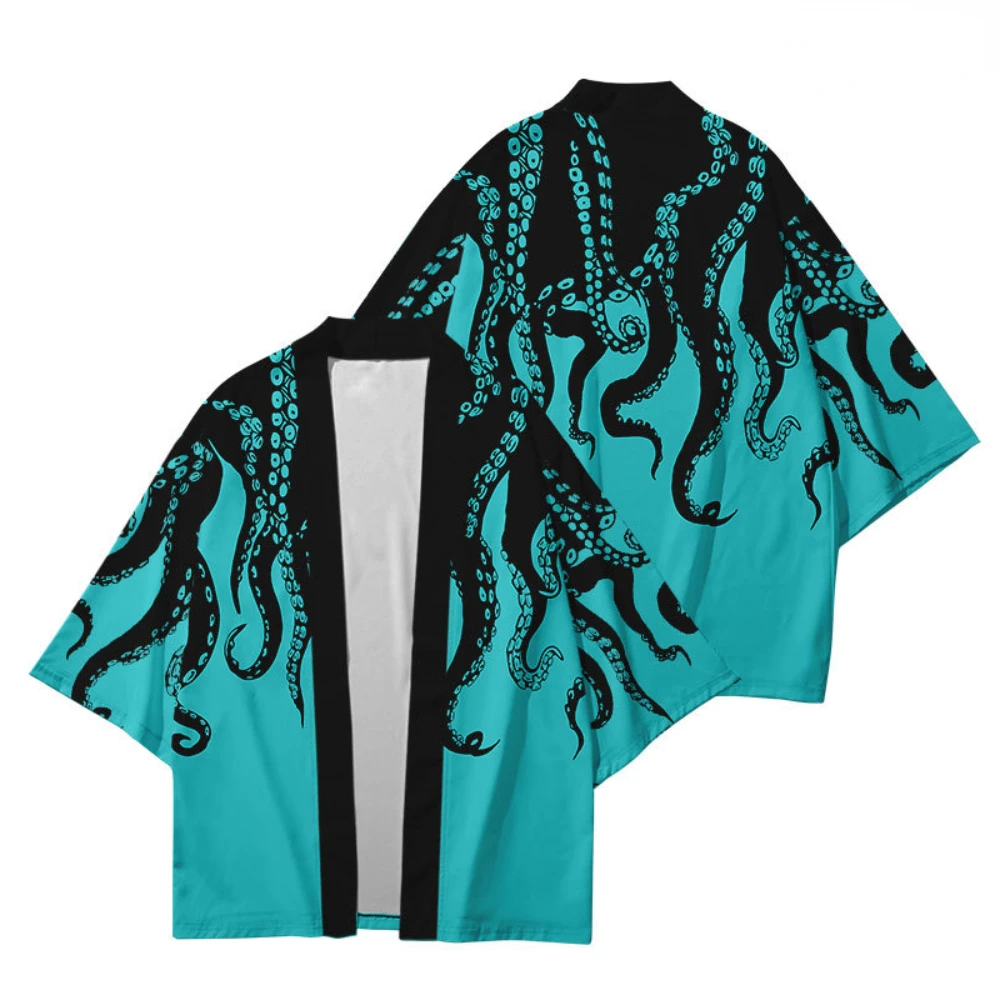 Streetwear japonês solto para homens e mulheres, tamanhos grandes, XXS-4XL, Animal Print, Cardigan, Harajuku, Haori, Kimono, Cosplay Top, Yukata