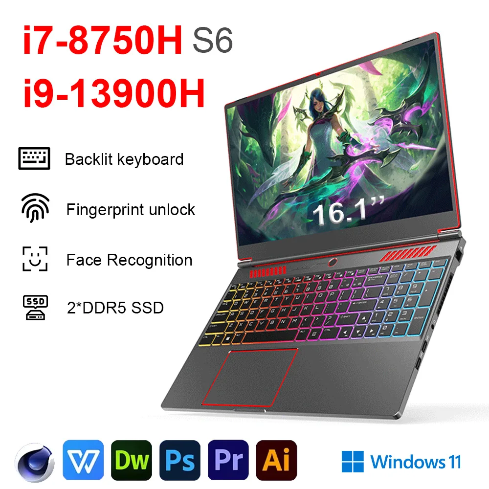 S6 16.1 Polegada Laptop para jogos RTX 4050 6G Intel Core i9-12900H i5-12450H windows 11 pro Max 64GB 2 * DDR5 2 * M.2 4TB computador de escritório