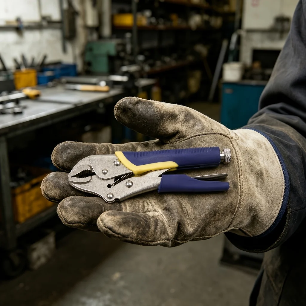 Image of 5-Zoll Mini-Greifzange, Hochdrehmoment-Schnellspannzange, Gebogene Greifzange mit Rutschfestem Griff für Heimreparaturen
