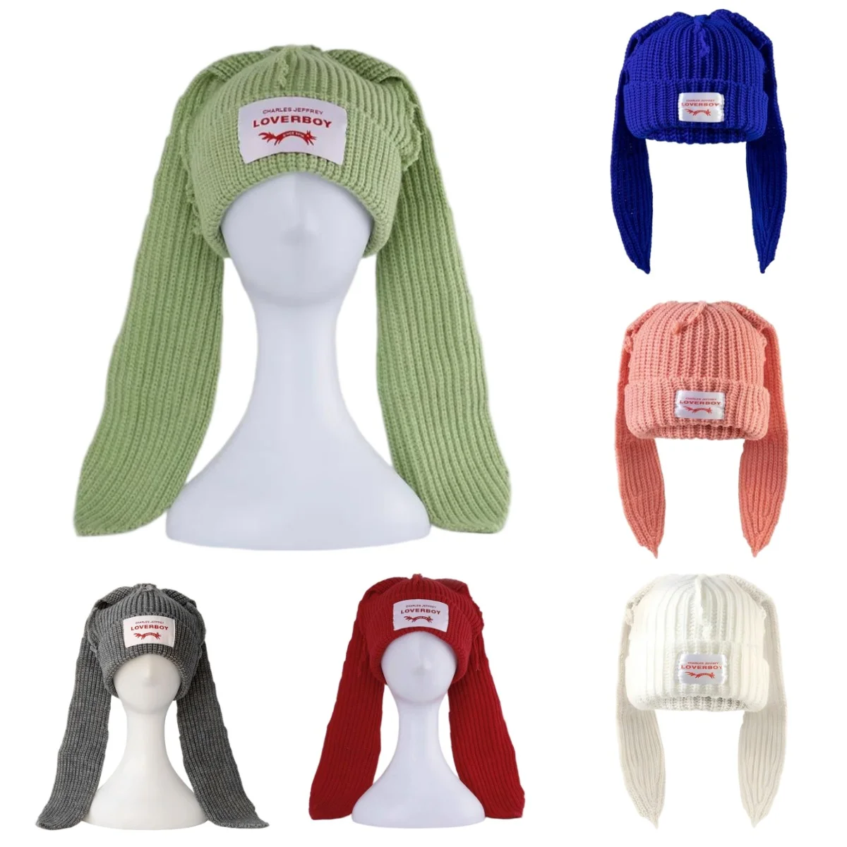 HandmadeLong rabbit Ear Wool Hat To Keep Warm in Autumn and Winter Korean Solid Color Long Ear Knitted Hat image 2