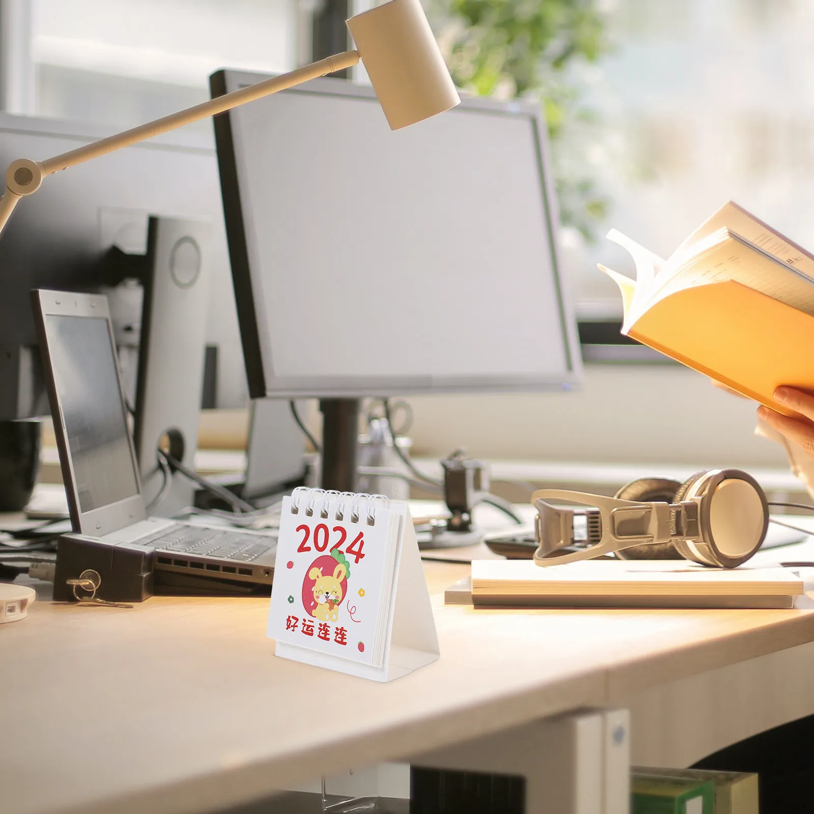 

Mini Desk Calendar 2024 Decorative Cartoon Thick Paper Daily Use Standing Calendar Office Home Monthly Scheduling Planner