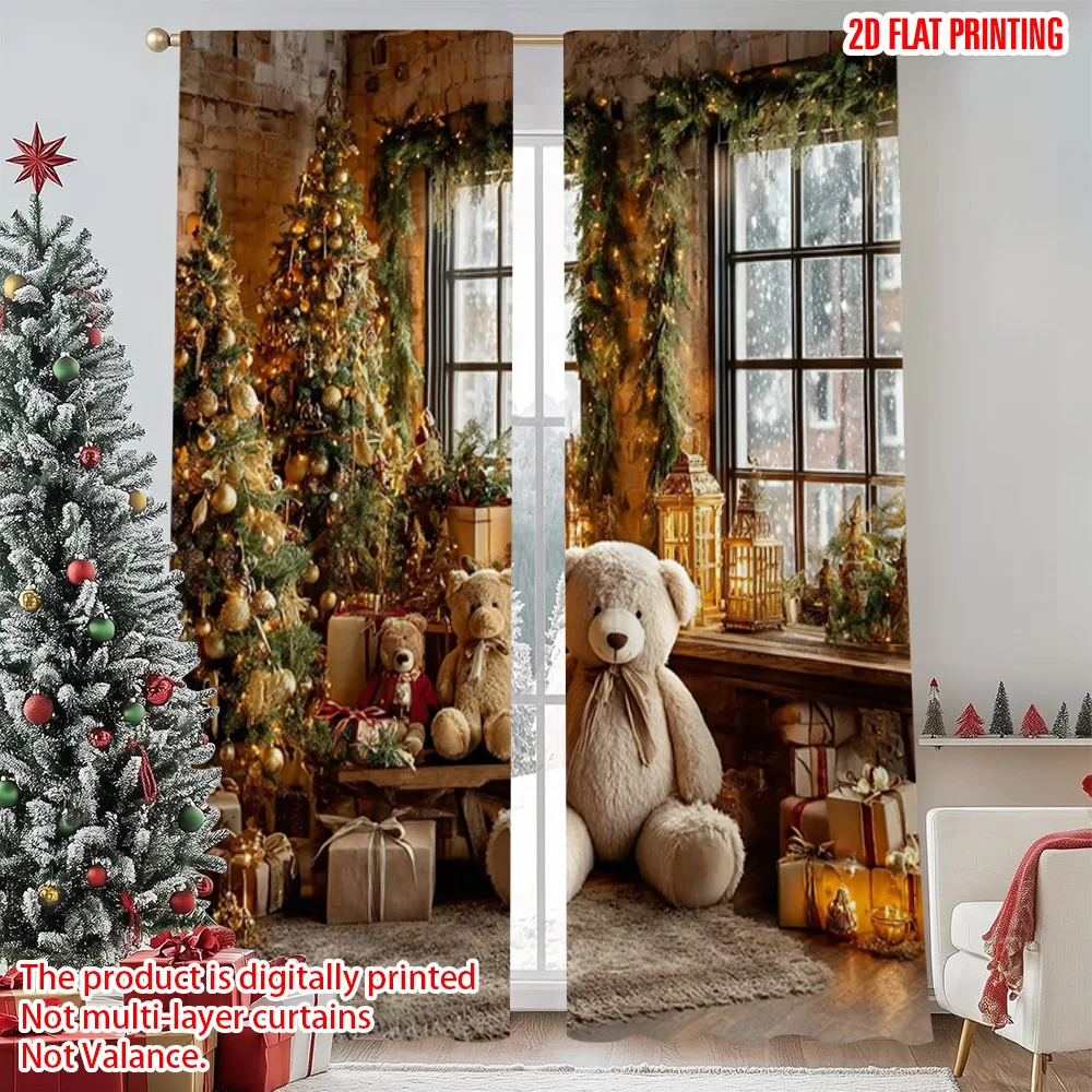 

2pcs 2D flat printing Christmas Drapes Christmas Fabric Without Electricity Spring Party & Holiday Decor for Outdoor and Home