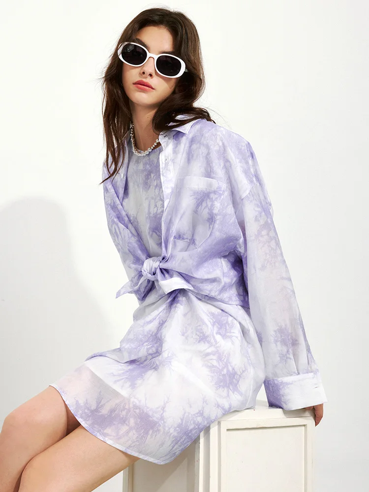 

CLMX Ретро-американский комплект с принтом тай-дай, легкий, стройнящий, модный, антивозрастной, летний, 2023, женский комплект