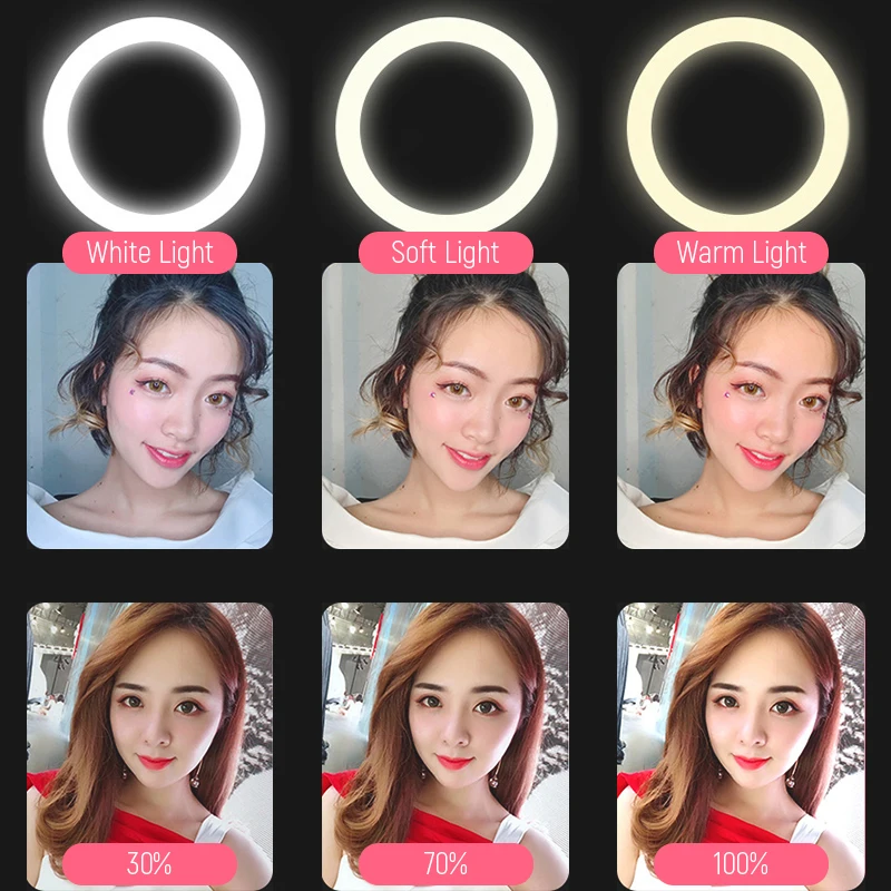 26cm 10inch Led Selfie Ring Light Round Ring Lamp with Phone Holder Photography Fill Lighting with Tripod for Youtube Live Video