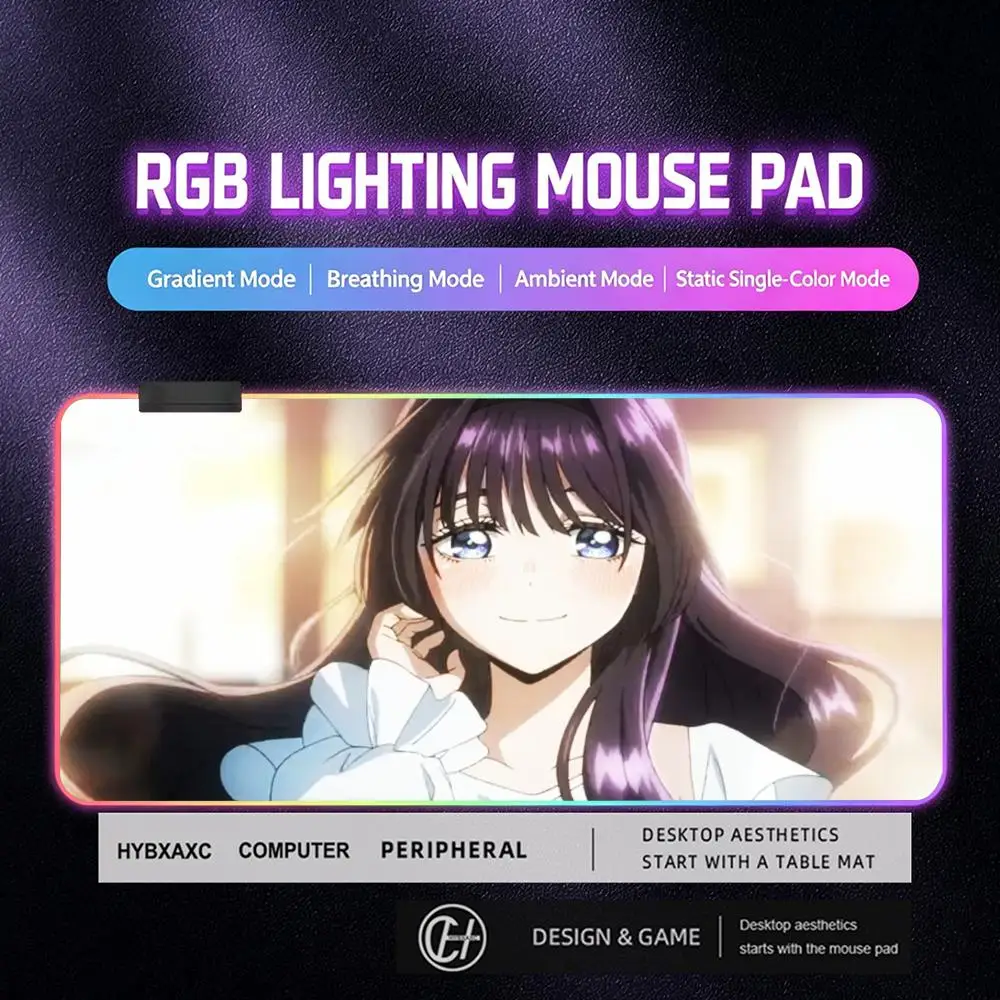 HYBXAXC  New Anime The Fragrant Flower Blooms with Dignity Mouse Pads RGB Gaming Mouse Pad Desk Mat HD Gamer Large LED Light XXL
