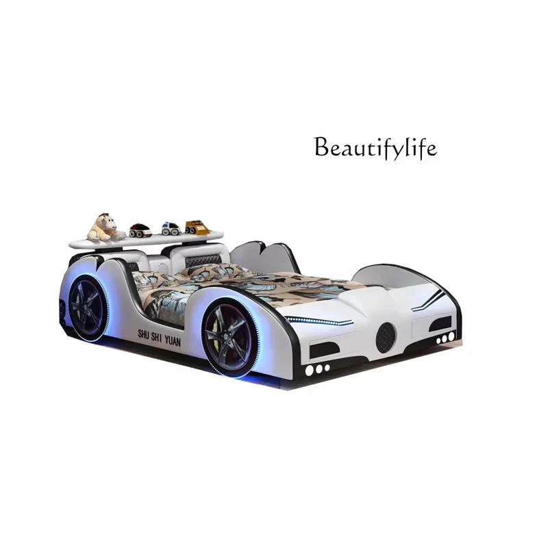 X36 New Multi-functional Car Bed With Light And Audio Leather Bed 1.2 Meters 1.5 Meters Cartoon Leather Bed