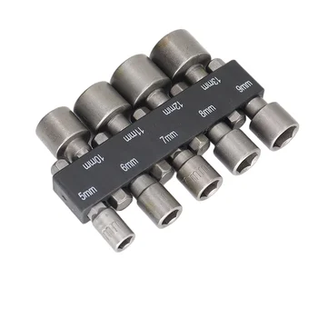 9pcs 5mm-13mm Hex Socket Set Nut Driver Screwdriver Bits Sleeve Nozzles Schroevendraaier Tools Socket Wrenches for DIY Repair