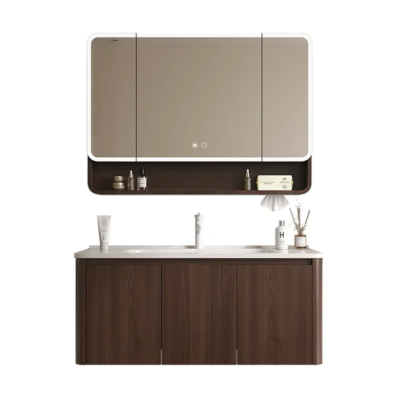 Arc rounded corner bathroom cabinet combination ceramic integrated basin hand washbasin cabinet