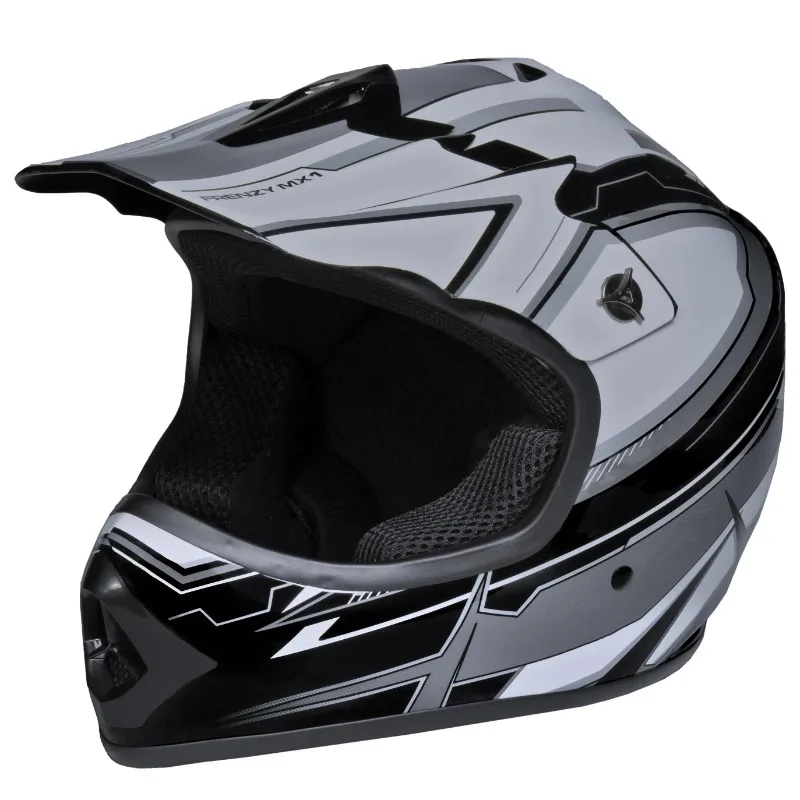 

Youth Frenzy MX ATV off-road Helmet DOT Approved Black/Grey, Youth Large