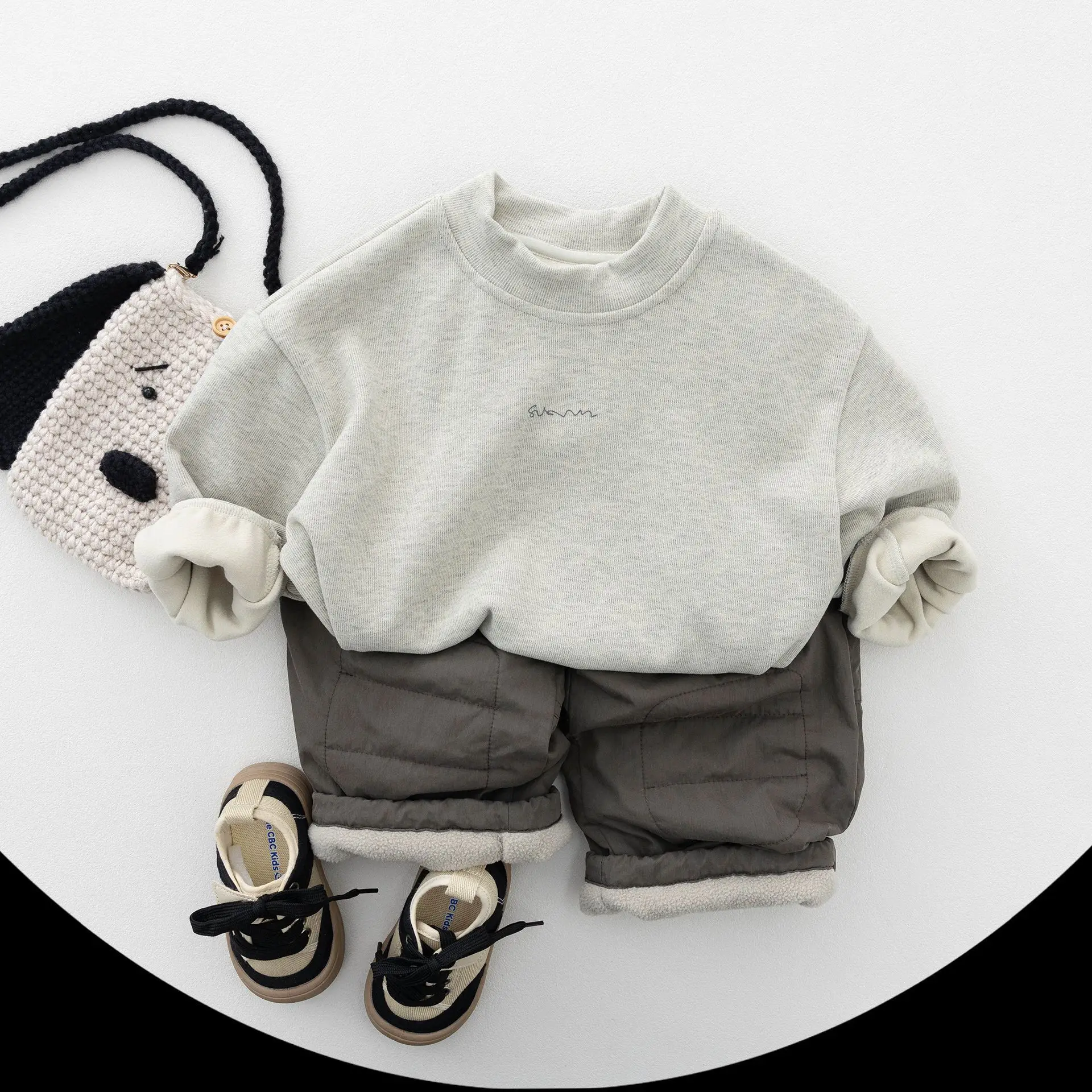 Pants Children Korean Version Sen Series Children Thick Fleece Warm Loose Casual Pants for Outdoor Wear