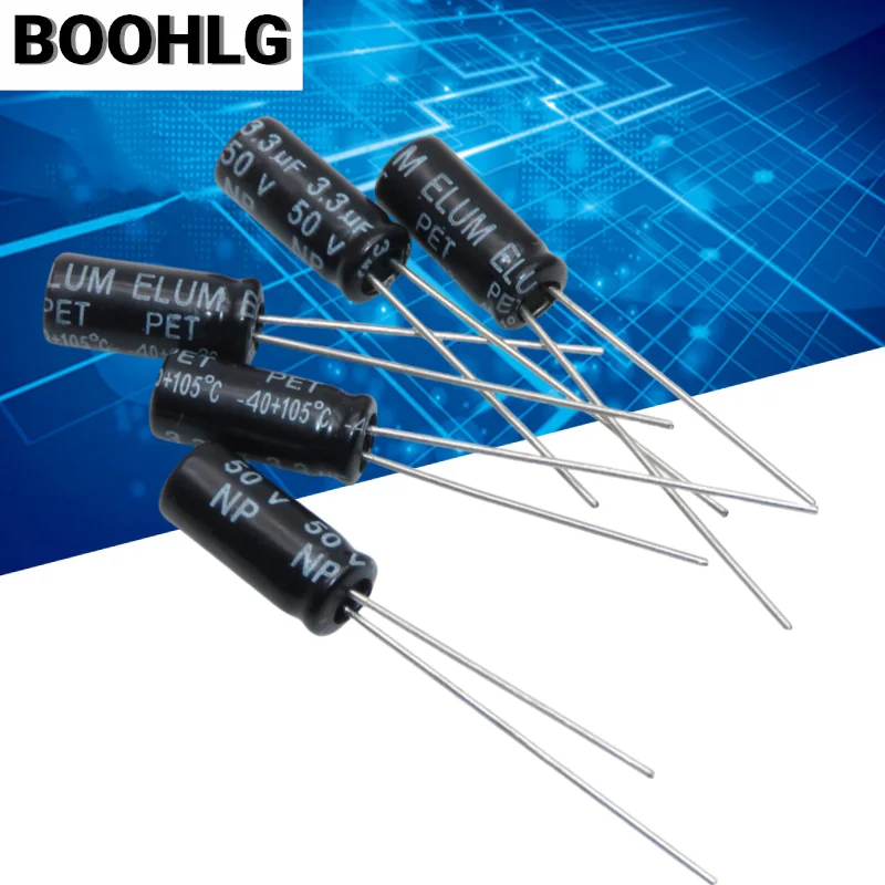 20PCS ELUM audio frequency division 3.3uf 50v NP non-polar electrolytic capacitor 50v 3.3uf 5X11mm