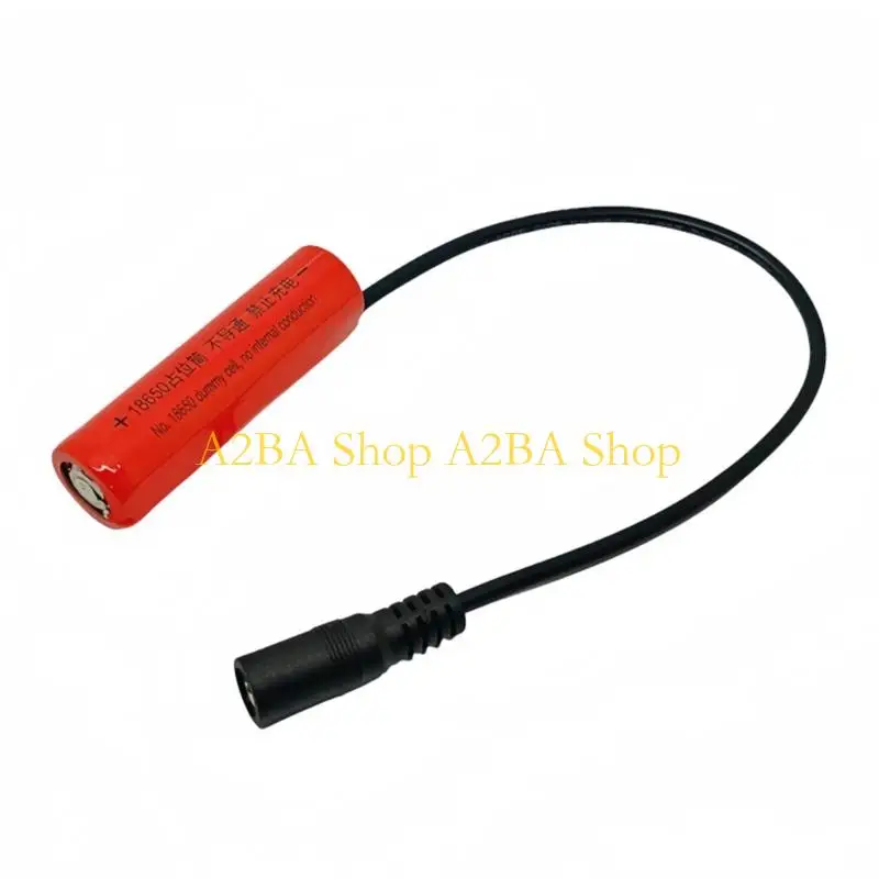 A2BA 18650 Dummy Battery Placeholder 0V Not Conductive With DC5.5mm Input Cable For LED Light Toy DIY Power Supply