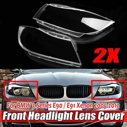 1Pair Front Headlamp Cover For Bmw 3 Series E90 E91 2006-2012 Facelift Clear Xenon Headlight Lens Shell Left+Right Lamp Cover