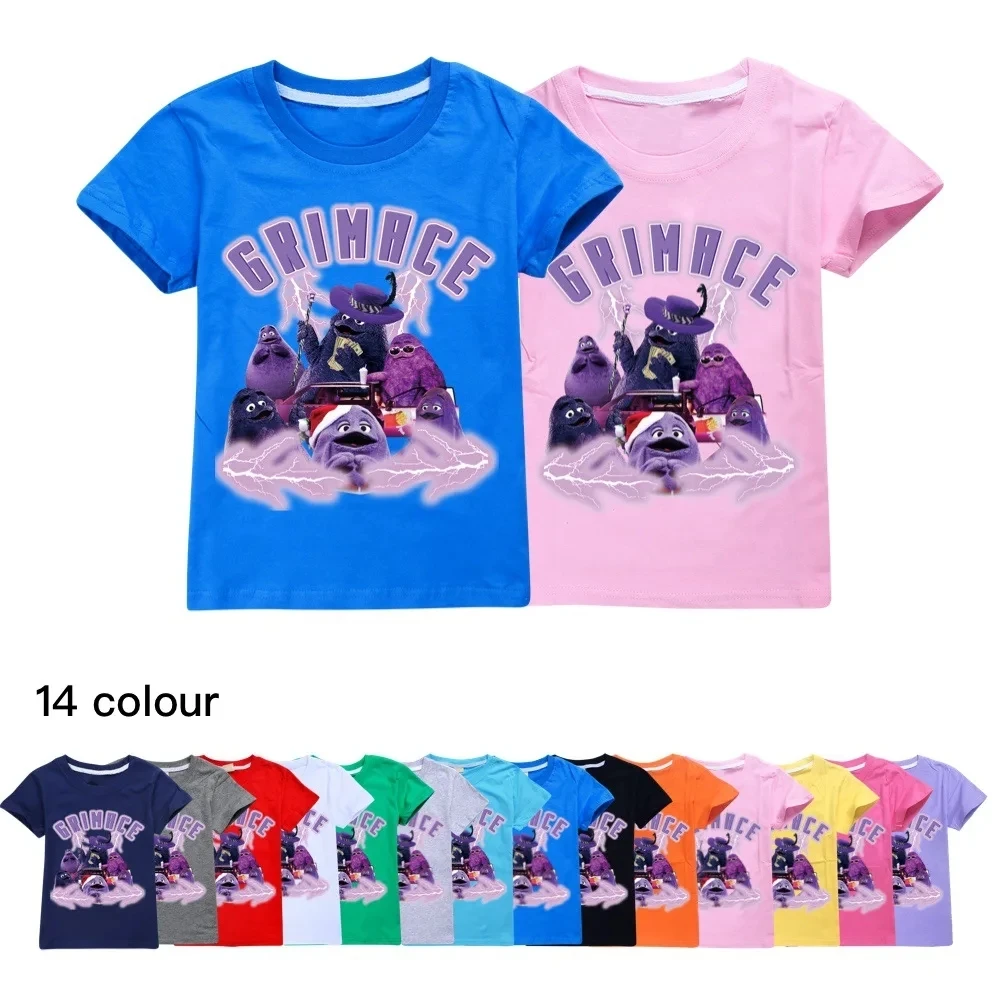 

Grimace Shake T Shirt Kids Summer Cotton Clothes Boys T-shirts Toddler Girls Short Sleeve Tops Children Casual Tees 2-16 Years