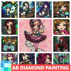 AB Drills Diamond Painting Set Girl Picture 5D DIY All Diamond Mosaic Embroidery Cartoon Cross Stitch Set Home Decoration Art