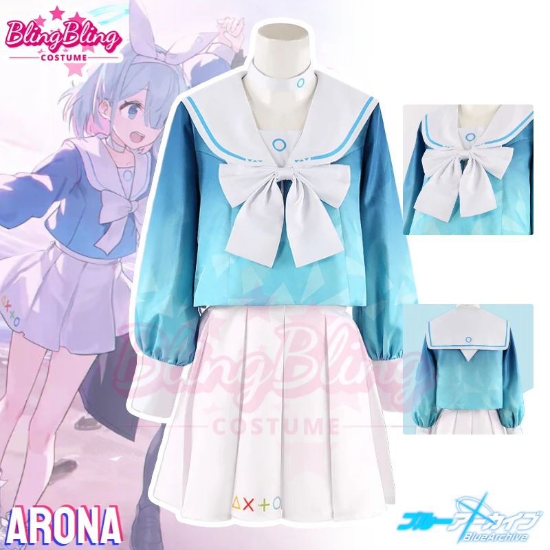 Arona Cosplay Costume Game Blue Archive Arona Channel Cosplay Arona Costume School Uniform and Arona Cosplay Wig