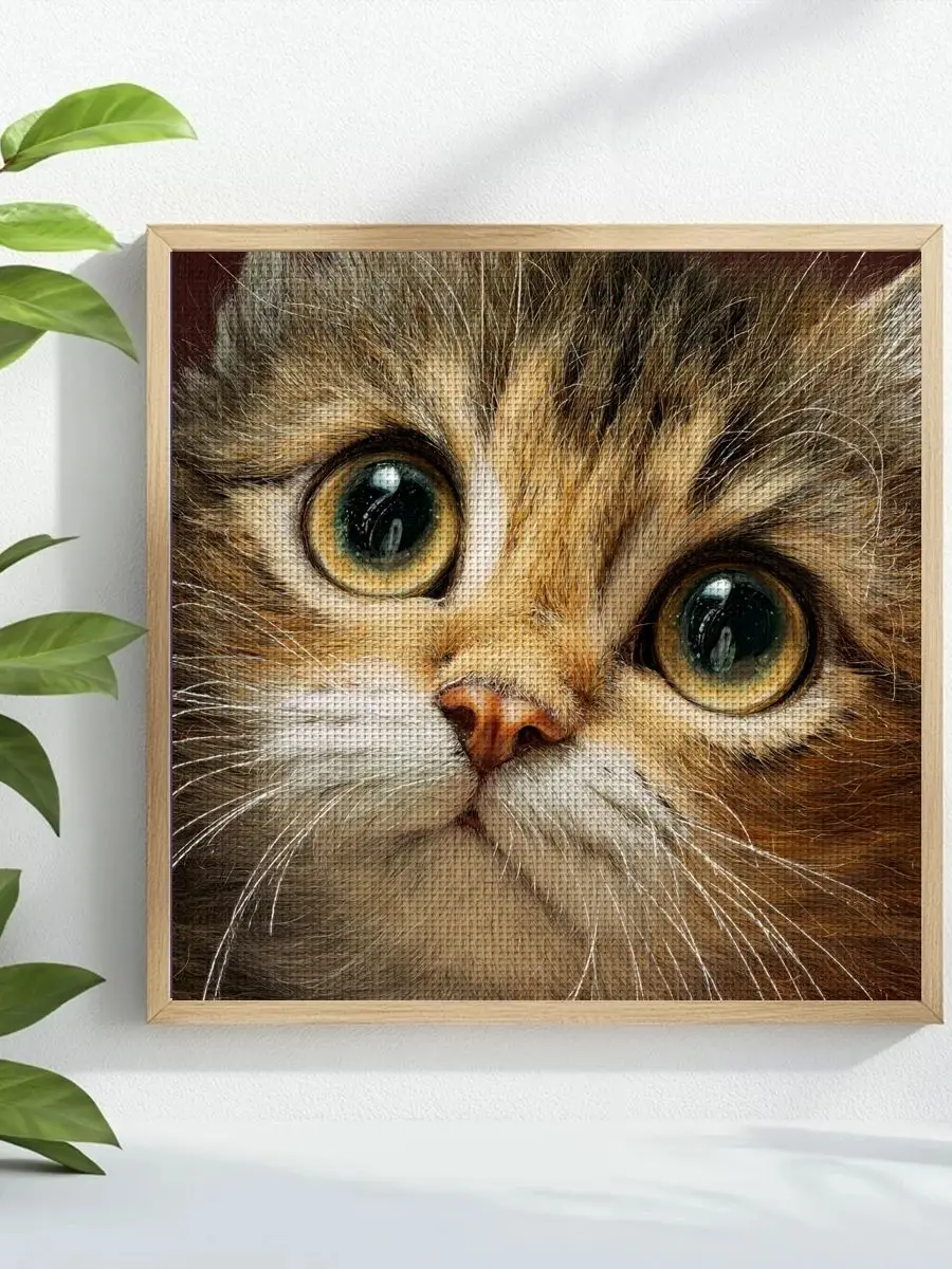 1 Stück 40X40CM/15,74 Zoll Katzen-Motiv Kreuzstich-Set DIY-Kit 11CT/14CT DIY-Stickset Kreuzstich-Set Neuheit – Detail 1