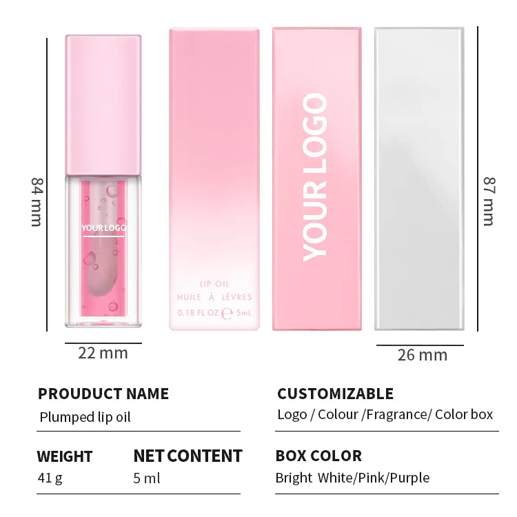 Custom Logo Clear Lip Oil Daily Hydrating Pure Natural Soften Repaired Reduce Wrinkles Multi-uses Lip Tint Waterproof Lip Care