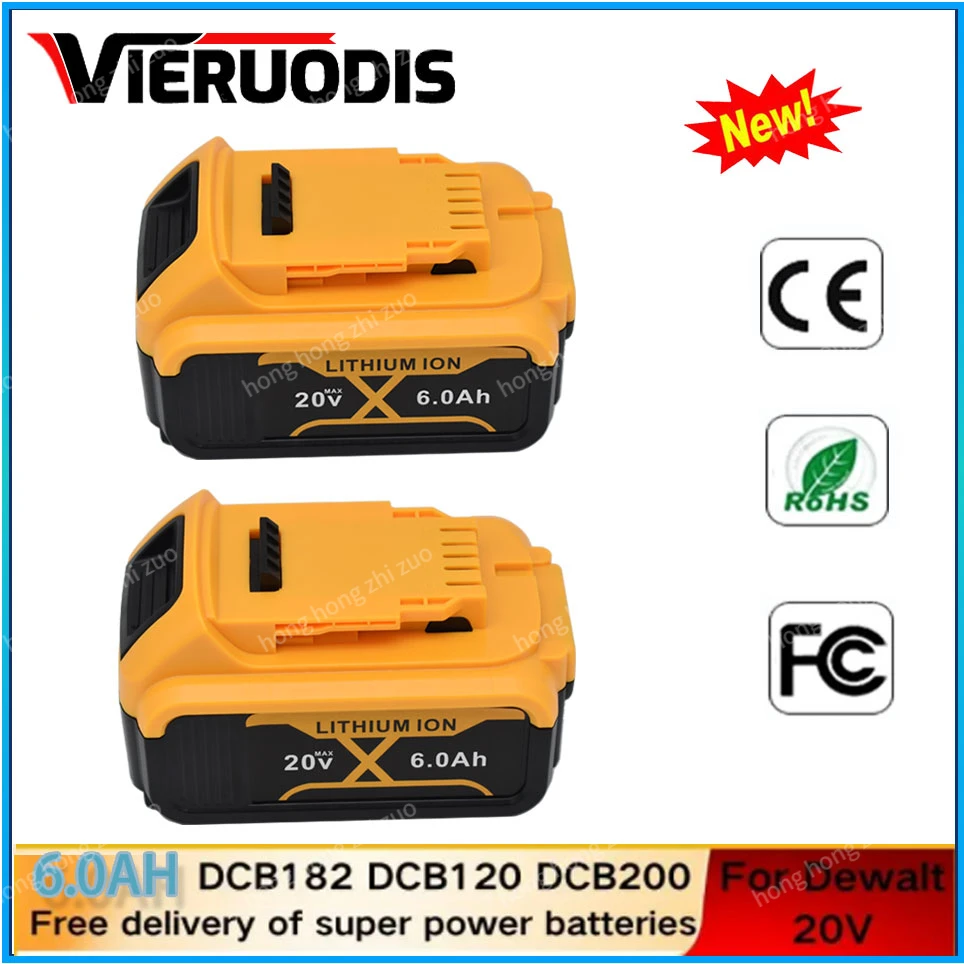 

For Dewalt 20V 6000mah Replacement battery DCB606 DCB609 DCB205 DCB206 DCB209 DCB182 Cordless Power Tool Battery