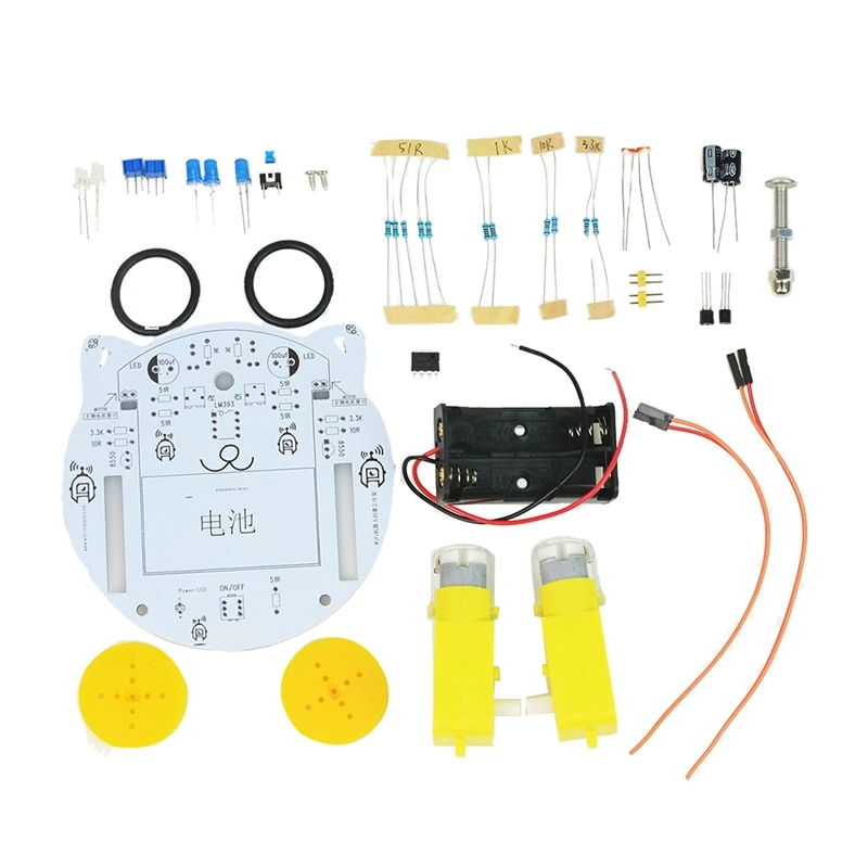 Mini robô gatinho soldagem kit kit eletrônico de aprendizagem, DIY gato linha patrulha, 1 conjunto